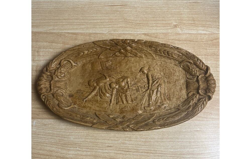Vintage 1950's Wooden Tray Featuring Jean-Francois Millet's "The Gleaners"